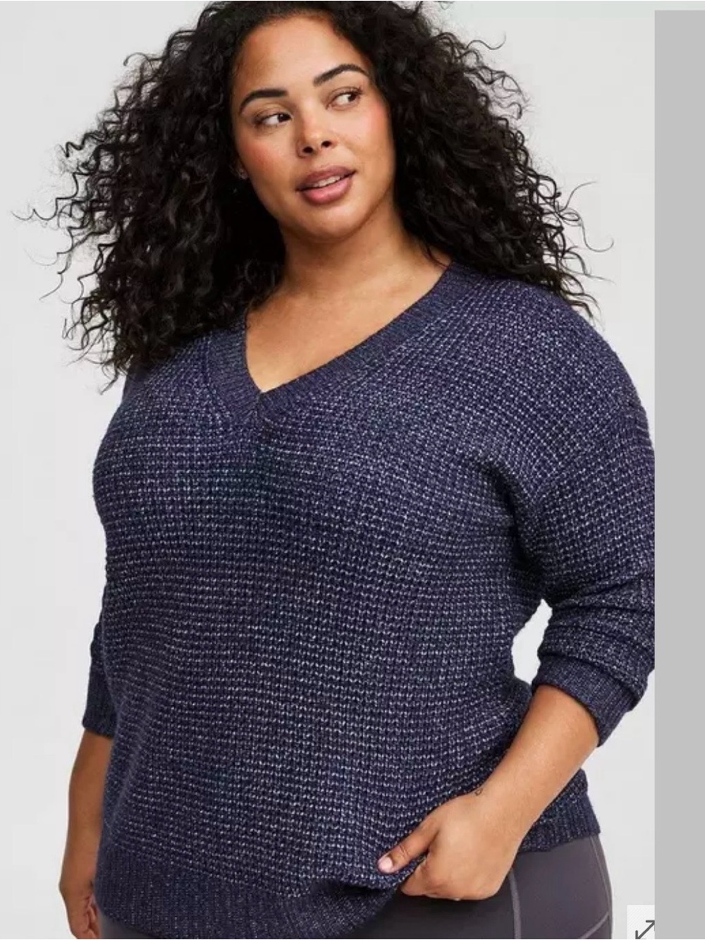 Torrid Navy Blue Waffle Knit Drop Shoulder V-Neck Pullover Sweater Size 2X